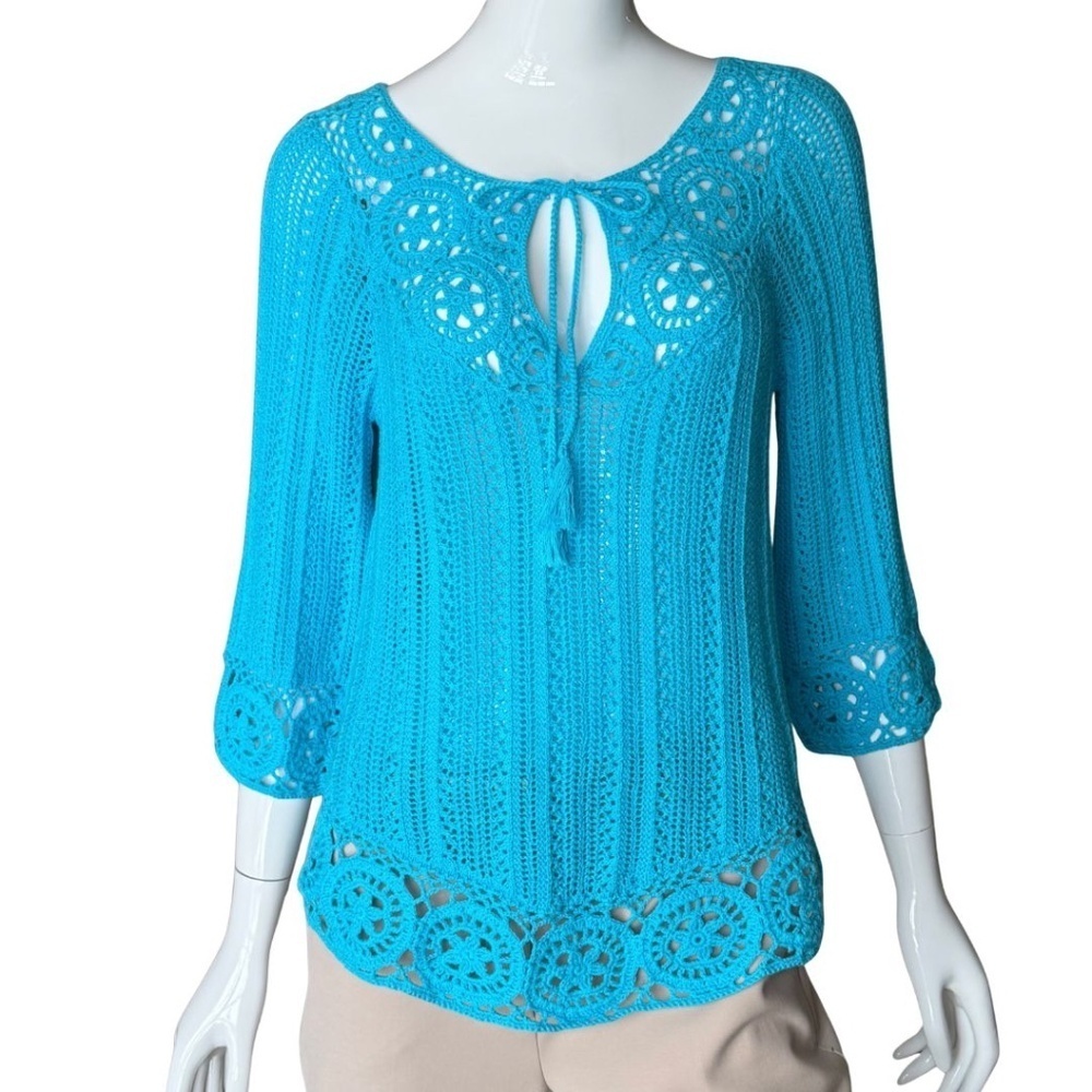 INC International Concepts "INC Beach" Cotton Crochet Sweater Size Medium NWT